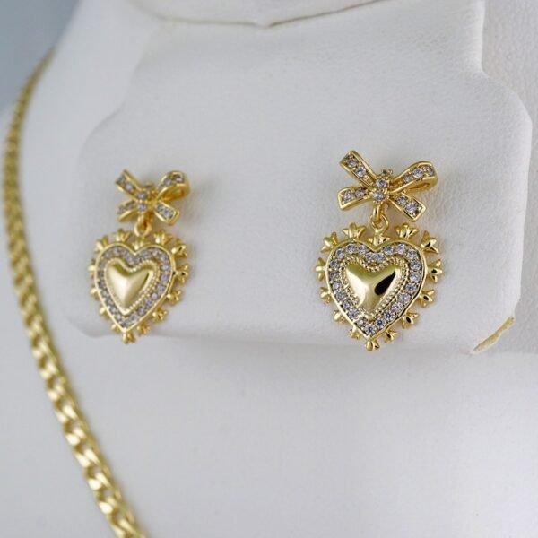 Cadenas & Colgantes & Earrings/ Chain W/Pendants /  14K Real Color/  Zircon Stone/  3mmx45cm// SET845 - Image 2