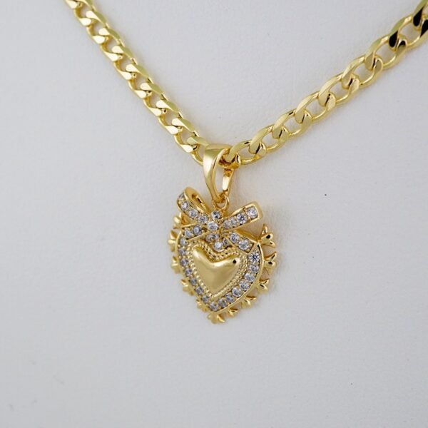 Cadenas & Colgantes & Earrings/ Chain W/Pendants /  14K Real Color/  Zircon Stone/  3mmx45cm// SET845 - Image 3