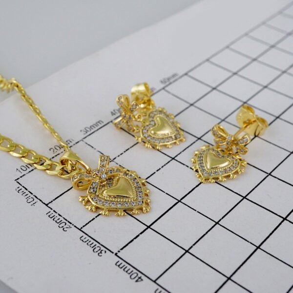 Cadenas & Colgantes & Earrings/ Chain W/Pendants /  14K Real Color/  Zircon Stone/  3mmx45cm// SET845 - Image 4