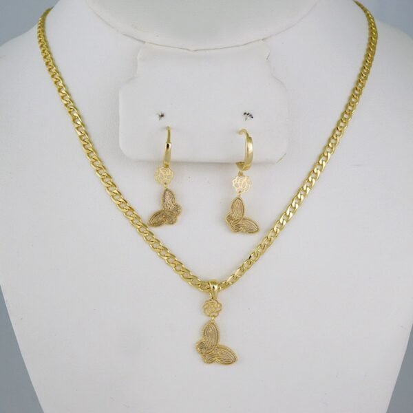 Cadenas & Colgantes & Earrings/ Chain W/Pendants /  14K Real Color/  Plain/  3mmx45cm// SET847