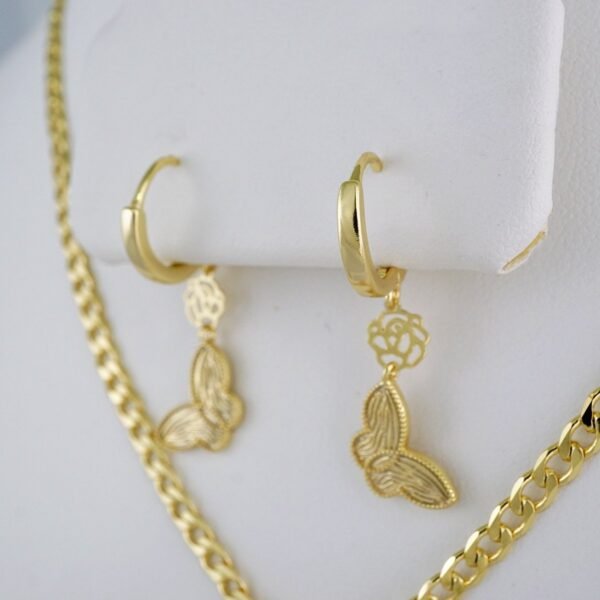 Cadenas & Colgantes & Earrings/ Chain W/Pendants /  14K Real Color/  Plain/  3mmx45cm// SET847 - Image 2