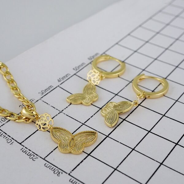 Cadenas & Colgantes & Earrings/ Chain W/Pendants /  14K Real Color/  Plain/  3mmx45cm// SET847 - Image 4