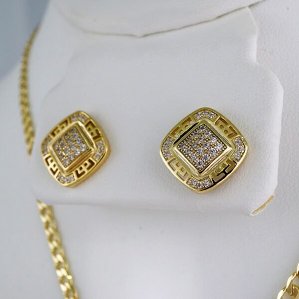 Cadenas & Colgantes & Earrings/ Chain W/Pendants /  14K Real Color/  Zircon Stone/  3mmx45cm//SET848 - Image 2
