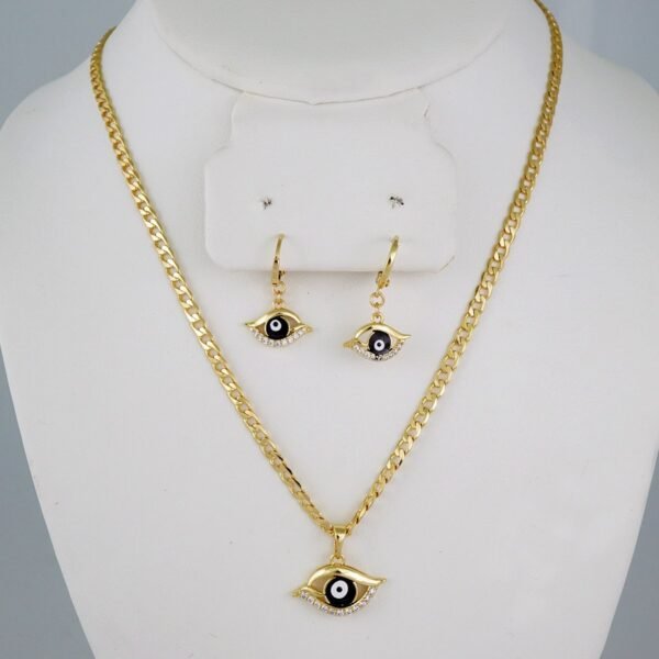 Cadenas & Colgantes & Earrings/ Chain W/Pendants /  14K Real Color/  Zircon Stone/3mmx45cm// SET849