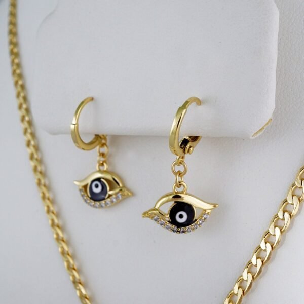 Cadenas & Colgantes & Earrings/ Chain W/Pendants /  14K Real Color/  Zircon Stone/3mmx45cm// SET849 - Image 2