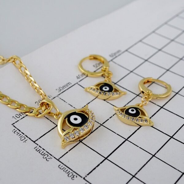 Cadenas & Colgantes & Earrings/ Chain W/Pendants /  14K Real Color/  Zircon Stone/3mmx45cm// SET849 - Image 4