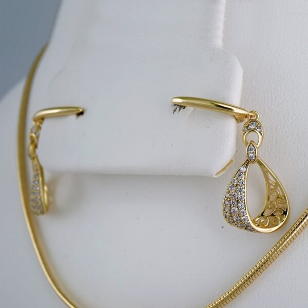 Cadenas & Colgantes & Earrings/ Chain W/Pendants /  14K Real Color/  Zircon Stone/  4mmx45cm// SET851 - Image 2