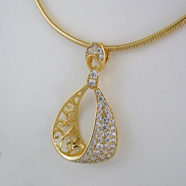 Cadenas & Colgantes & Earrings/ Chain W/Pendants /  14K Real Color/  Zircon Stone/  4mmx45cm// SET851 - Image 3