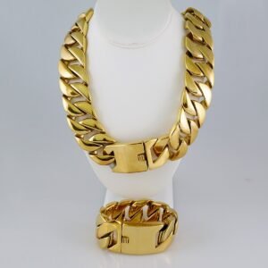 Cadenas & Pulseras/ Chain & Bracelet/  14K Real Color/Plain/  Cierre Original/  32mmx60cm// SET852