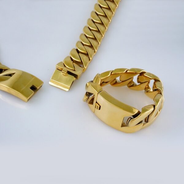 Cadenas & Pulseras/ Chain & Bracelet/  14K Real Color/Plain/  Cierre Original/  32mmx60cm// SET852 - Image 4