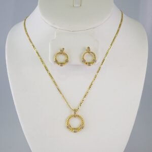 Cadenas & Colgantes & Earrings/ Chain W/Pendants /  14K Real Color/  Zircon Stone/  2mmx45cm// SET855