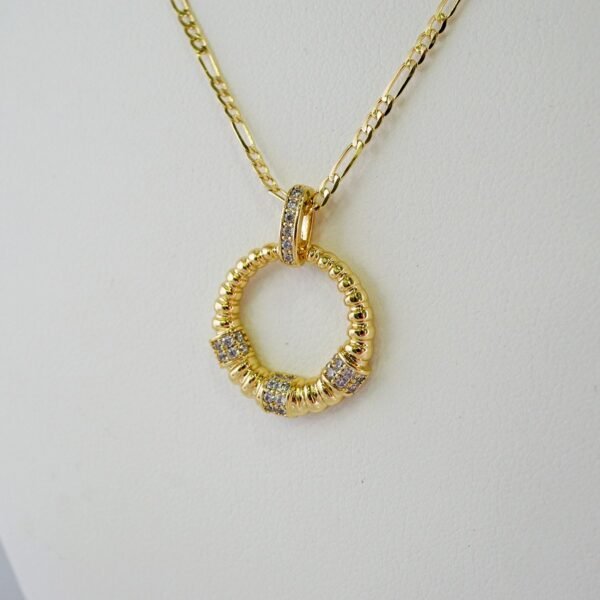 Cadenas & Colgantes & Earrings/ Chain W/Pendants /  14K Real Color/  Zircon Stone/  2mmx45cm// SET855 - Image 3