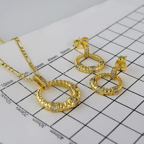 Cadenas & Colgantes & Earrings/ Chain W/Pendants /  14K Real Color/  Zircon Stone/  2mmx45cm// SET855 - Image 4