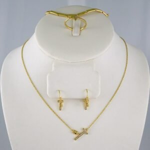 Cadenas & Colgantes & Earrings/ Rings/Bracelets/ Chain W/Pendants /14K Real Color/Zircon Stone// SET861