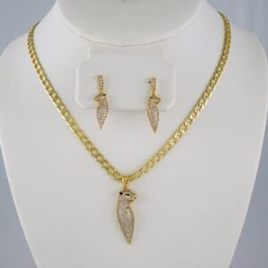 Cadenas & Colgantes & Earrings/ Chain W/Pendants /  14K Real Color/  Zircon Stone/ 4mmx45cm// SET862
