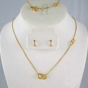 Cadenas & Colgantes & Earrings/Bracelets/ Chain W/Pendants /  14K Real Color/  Zircon Stone/  2mmx45cm// SET863