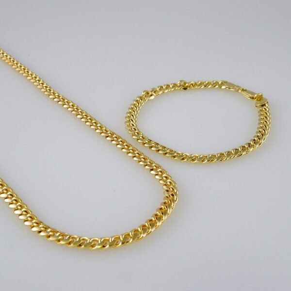 Cadenas & Pulseras/ Chain Men/ 14K Real Color/ Plain/ 6mm x 60cm/ Cuban Link// SET878 - Image 3