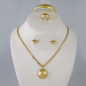 Cadenas & Colgantes & Earrings/ Rings/Bracelets/ Chain W/Pendants /  14K Real Color/  Plain// SET898