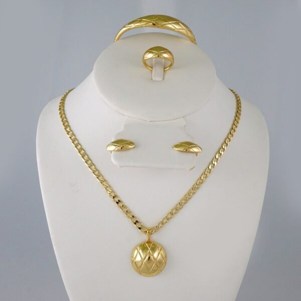 Cadenas & Colgantes & Earrings/ Rings/Bracelets/ Chain W/Pendants /  14K Real Color/  Plain// SET898