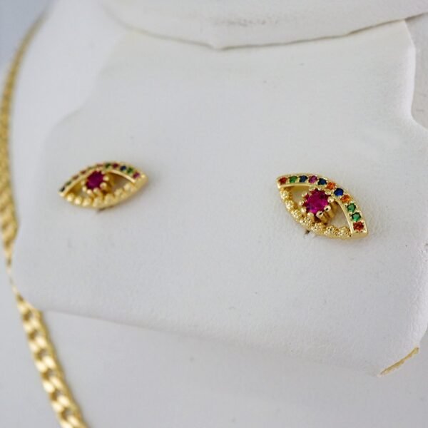 Cadenas & Colgantes & Earrings/ Chain W/Pendants /  14K Real Color/  Zircon Stone/  3mmx45cm// SET907 - Image 2