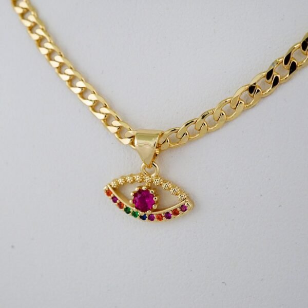 Cadenas & Colgantes & Earrings/ Chain W/Pendants /  14K Real Color/  Zircon Stone/  3mmx45cm// SET907 - Image 3