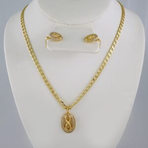 Cadenas & Colgantes & Earrings/ Chain W/Pendants /  14K Real Color/  Zircon Stone/  4mmx45cm// SET908