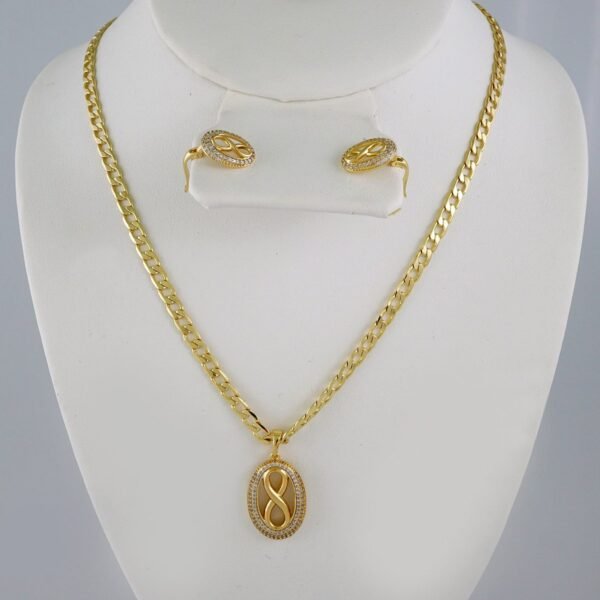 Cadenas & Colgantes & Earrings/ Chain W/Pendants /  14K Real Color/  Zircon Stone/  4mmx45cm// SET908