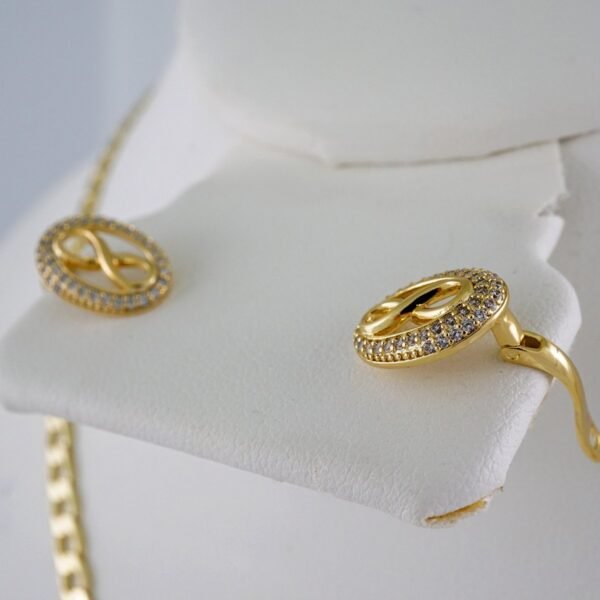 Cadenas & Colgantes & Earrings/ Chain W/Pendants /  14K Real Color/  Zircon Stone/  4mmx45cm// SET908 - Image 2