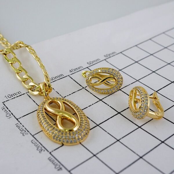 Cadenas & Colgantes & Earrings/ Chain W/Pendants /  14K Real Color/  Zircon Stone/  4mmx45cm// SET908 - Image 4