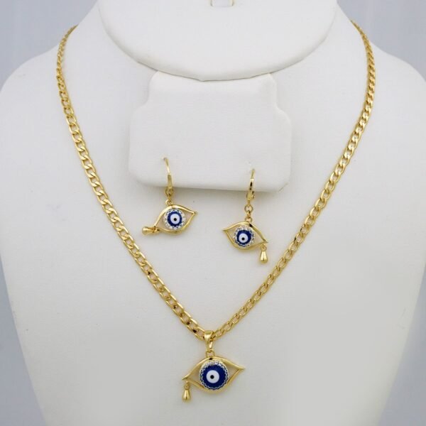 Cadenas & Colgantes & Earrings/ Chain W/Pendants /  14K Real Color/  Zircon Stone/  3mmx45cm// SET913