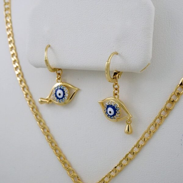 Cadenas & Colgantes & Earrings/ Chain W/Pendants /  14K Real Color/  Zircon Stone/  3mmx45cm// SET913 - Image 2