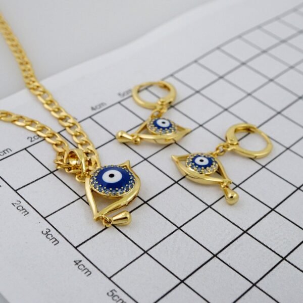Cadenas & Colgantes & Earrings/ Chain W/Pendants /  14K Real Color/  Zircon Stone/  3mmx45cm// SET913 - Image 4