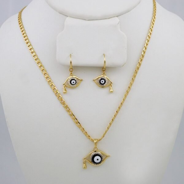 Cadenas & Colgantes & Earrings/ Chain W/Pendants /  14K Real Color/  Zircon Stone/  3mmx45cm// SET914