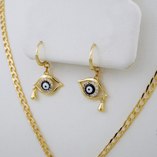 Cadenas & Colgantes & Earrings/ Chain W/Pendants /  14K Real Color/  Zircon Stone/  3mmx45cm// SET914 - Image 2