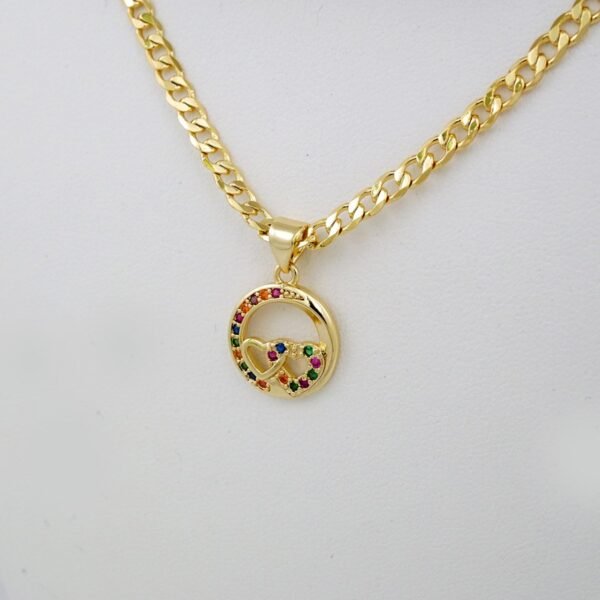 Cadenas & Colgantes & Earrings/ Chain W/Pendants /  14K Real Color/  Zircon Stone/  3mmx45cm// SET915 - Image 2