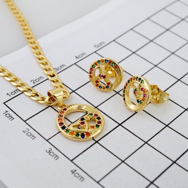 Cadenas & Colgantes & Earrings/ Chain W/Pendants /  14K Real Color/  Zircon Stone/  3mmx45cm// SET915 - Image 4