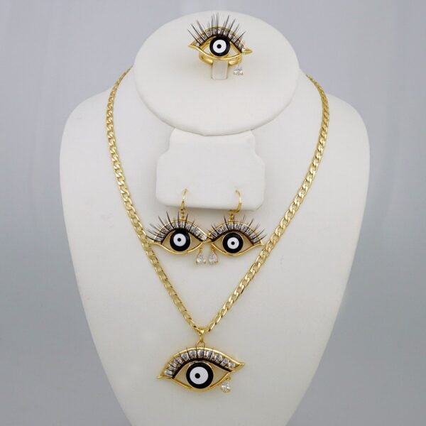Cadenas & Colgantes & Earrings/ Chain W/Pendants /  14K Real Color/  Zircon Stone/  4mmx45cm// SET916