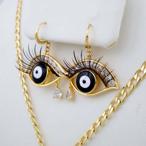 Cadenas & Colgantes & Earrings/ Chain W/Pendants /  14K Real Color/  Zircon Stone/  4mmx45cm// SET916 - Image 2