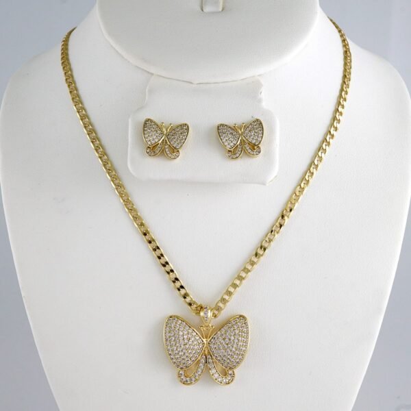 Cadenas & Colgantes & Earrings/ Chain W/Pendants /  14K Real Color/  Zircon Stone/  3mmx45cm// SET923