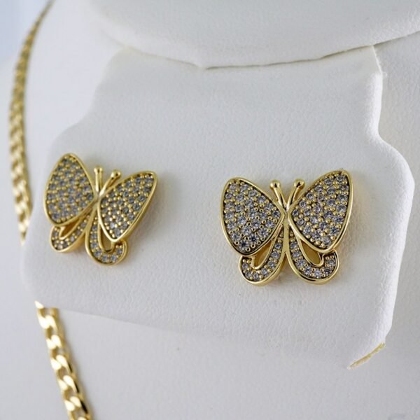 Cadenas & Colgantes & Earrings/ Chain W/Pendants /  14K Real Color/  Zircon Stone/  3mmx45cm// SET923 - Image 2