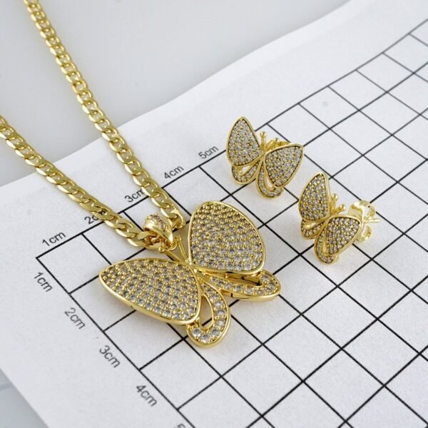 Cadenas & Colgantes & Earrings/ Chain W/Pendants /  14K Real Color/  Zircon Stone/  3mmx45cm// SET923 - Image 4