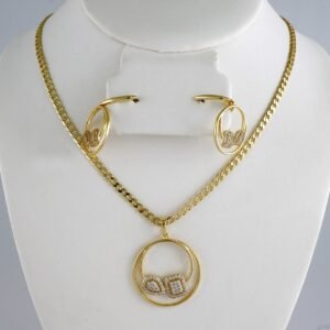 Cadenas & Colgantes & Earrings/ Chain W/Pendants /  14K Real Color/  Zircon Stone/  3mmx45cm// SET924