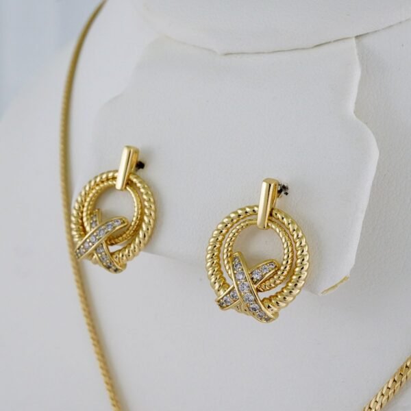 Cadenas & Colgantes & Earrings/ Chain W/Pendants /  14K Real Color/  Zircon Stone/  3mmx45cm// SET926 - Image 2