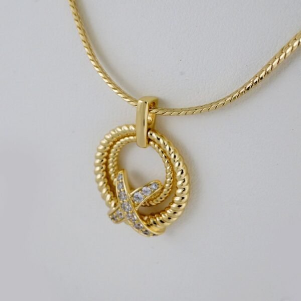 Cadenas & Colgantes & Earrings/ Chain W/Pendants /  14K Real Color/  Zircon Stone/  3mmx45cm// SET926 - Image 3