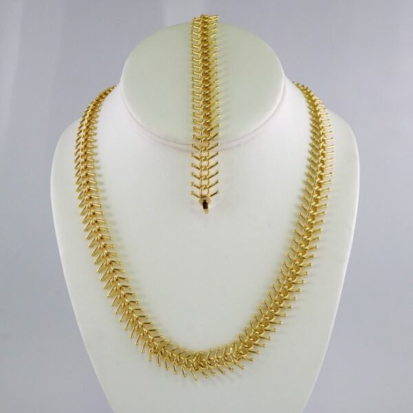 Gargantilla & Pulsera / Choker W/ Bracelet/  14K Real Color/  Plain/  8mm x 45cm// SET931