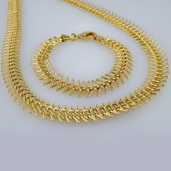 Gargantilla & Pulsera / Choker W/ Bracelet/  14K Real Color/  Plain/  8mm x 45cm// SET931 - Image 3