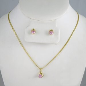 Cadenas & Colgantes & Earrings/ Chain W/Pendants /  14K Real Color/  Zircon Stone/  2mmx45cm// SET965