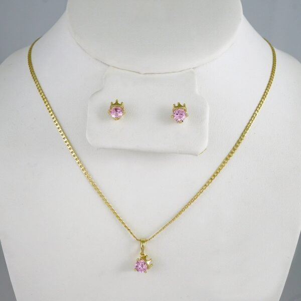 Cadenas & Colgantes & Earrings/ Chain W/Pendants /  14K Real Color/  Zircon Stone/  2mmx45cm// SET965