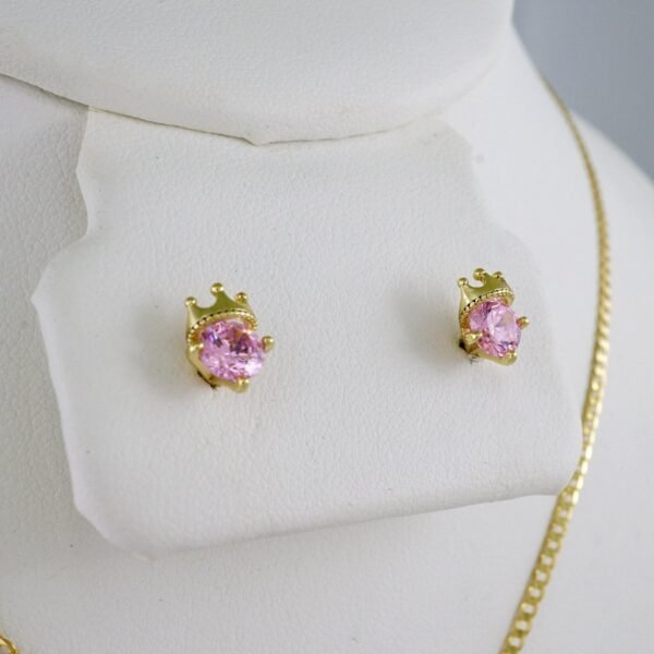 Cadenas & Colgantes & Earrings/ Chain W/Pendants /  14K Real Color/  Zircon Stone/  2mmx45cm// SET965 - Image 2