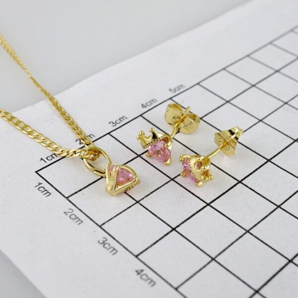 Cadenas & Colgantes & Earrings/ Chain W/Pendants /  14K Real Color/  Zircon Stone/  2mmx45cm// SET965 - Image 4